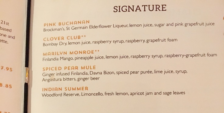 The Anchor Line cocktail list